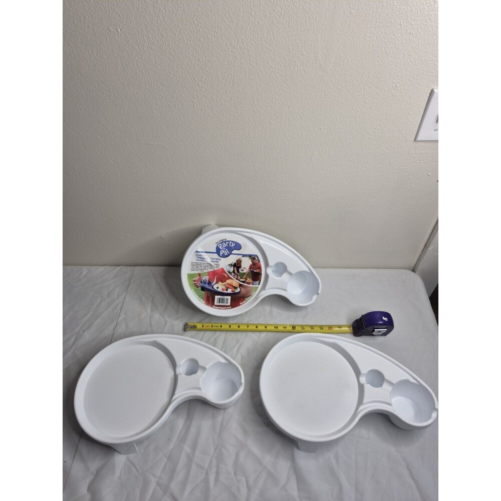 3 The Original Party Pal Food Drink Trays Tailgating Picnics Camping Parties Wte